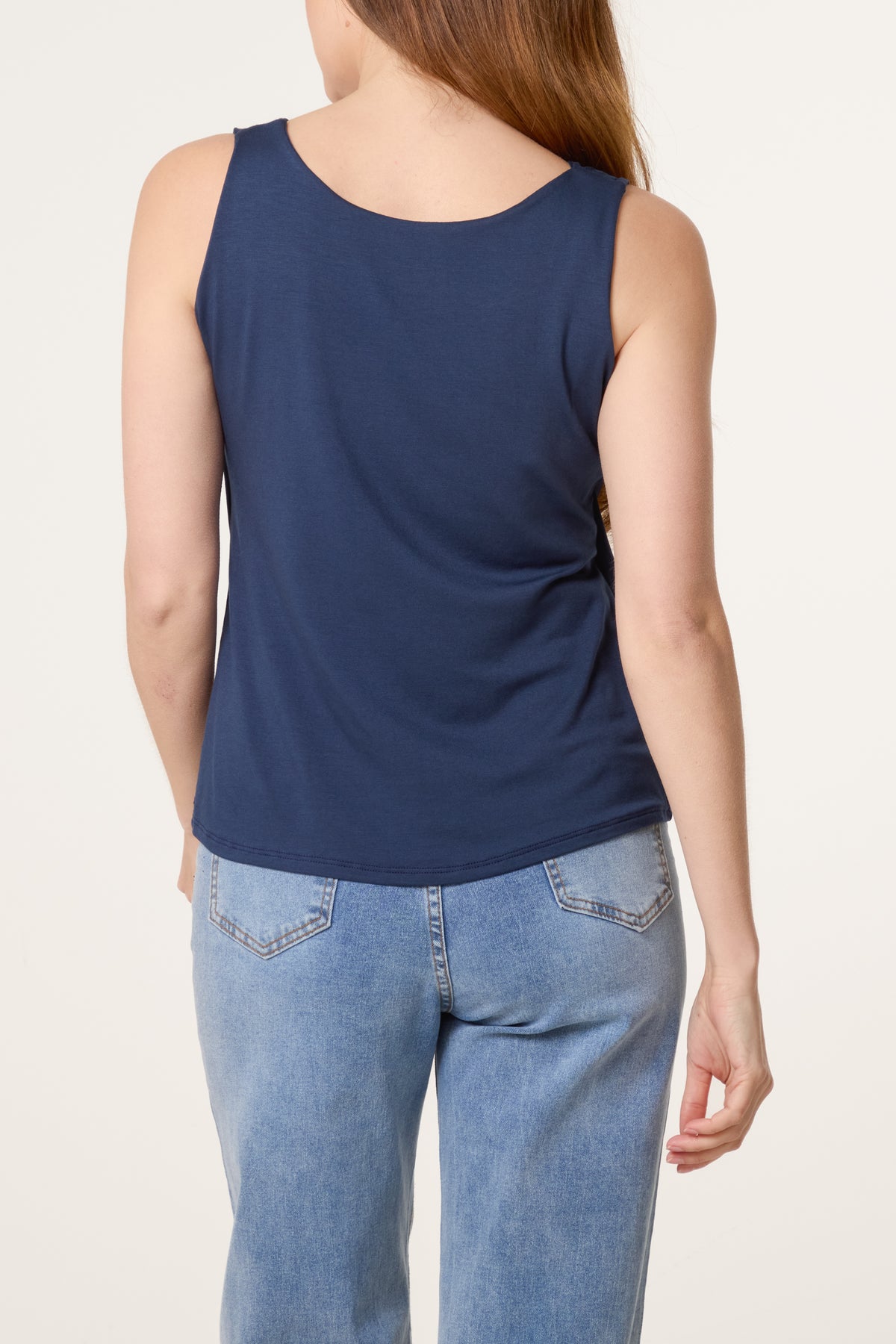 Square Neck Sleeveless Stretch T-Shirt