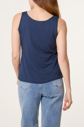Square Neck Sleeveless Stretch T-Shirt
