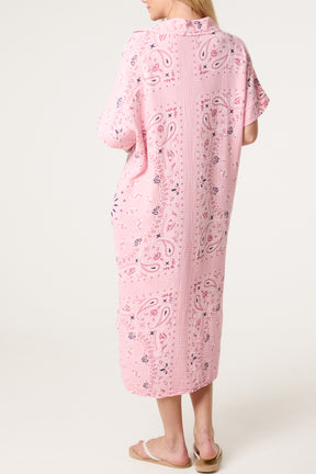 Bandana Print Collar Cotton Dress
