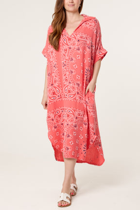 Bandana Print Collar Cotton Dress