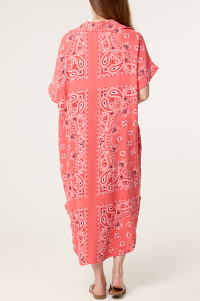 Bandana Print Collar Cotton Dress