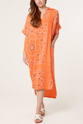 Bandana Print Collar Cotton Dress