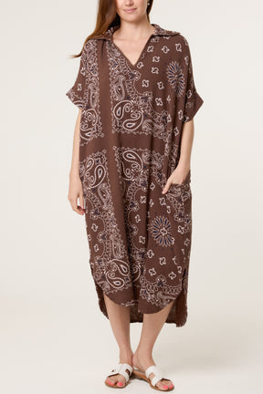Bandana Print Collar Cotton Dress