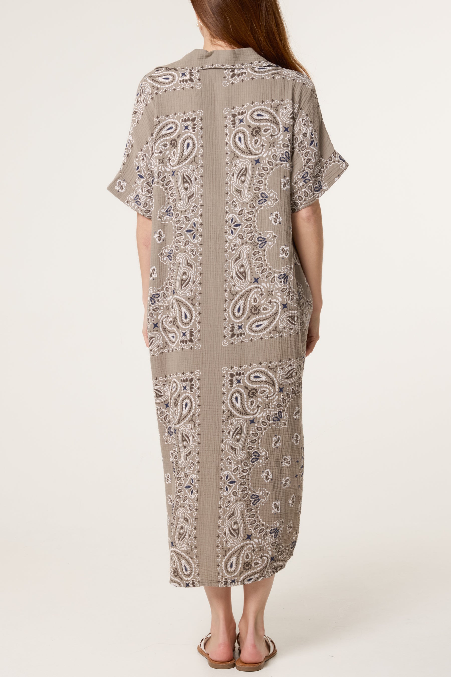 Bandana Print Collar Cotton Dress