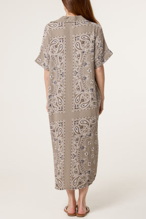 Bandana Print Collar Cotton Dress