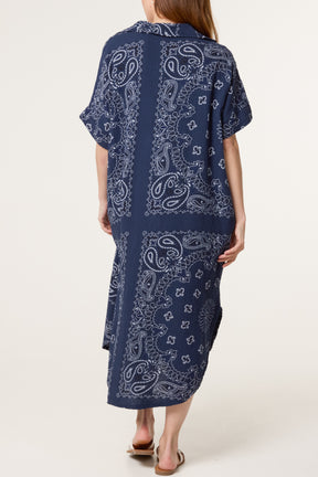 Bandana Print Collar Cotton Dress