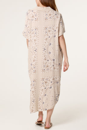 Bandana Print Collar Cotton Dress