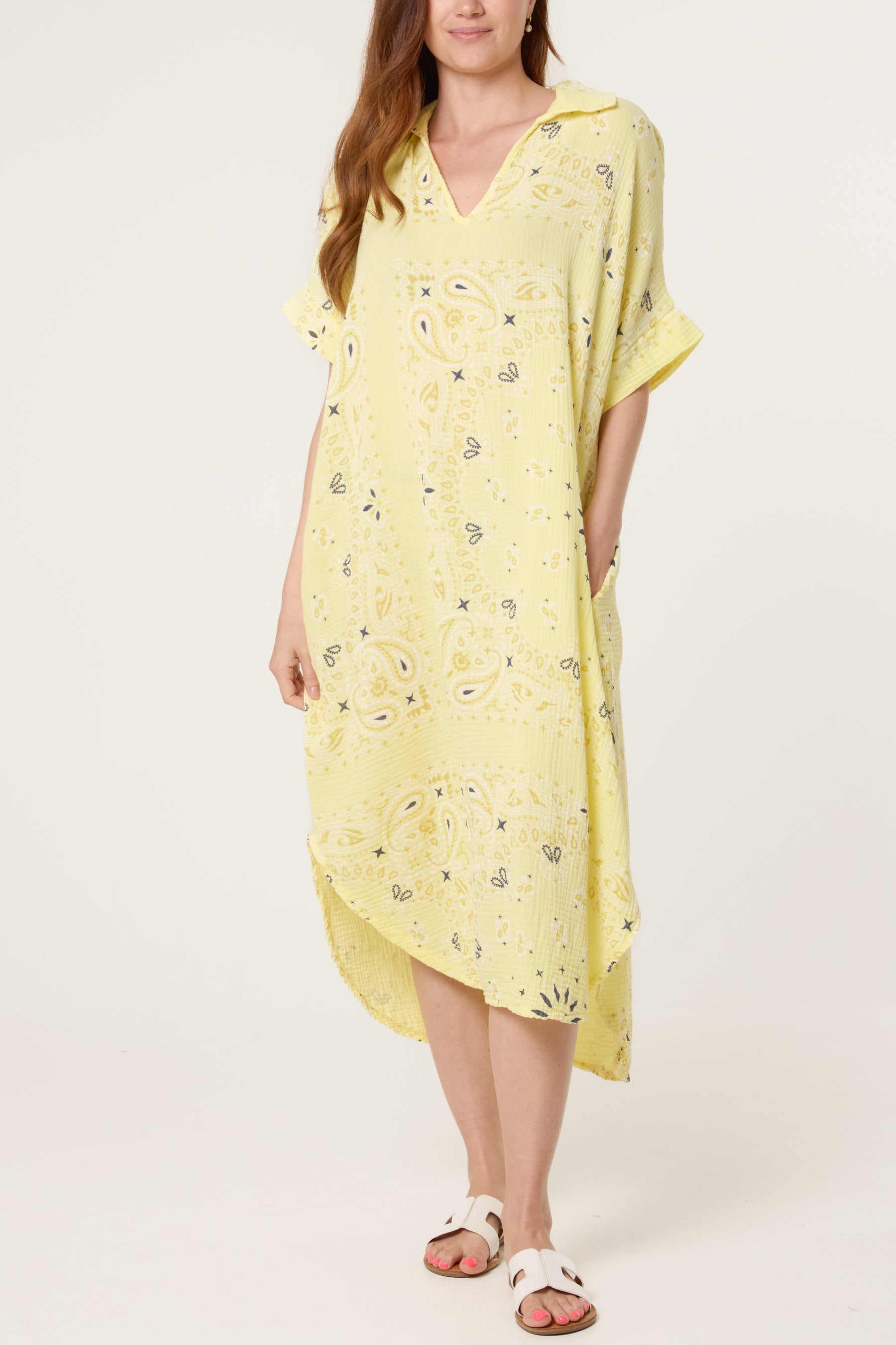 Bandana Print Collar Cotton Dress