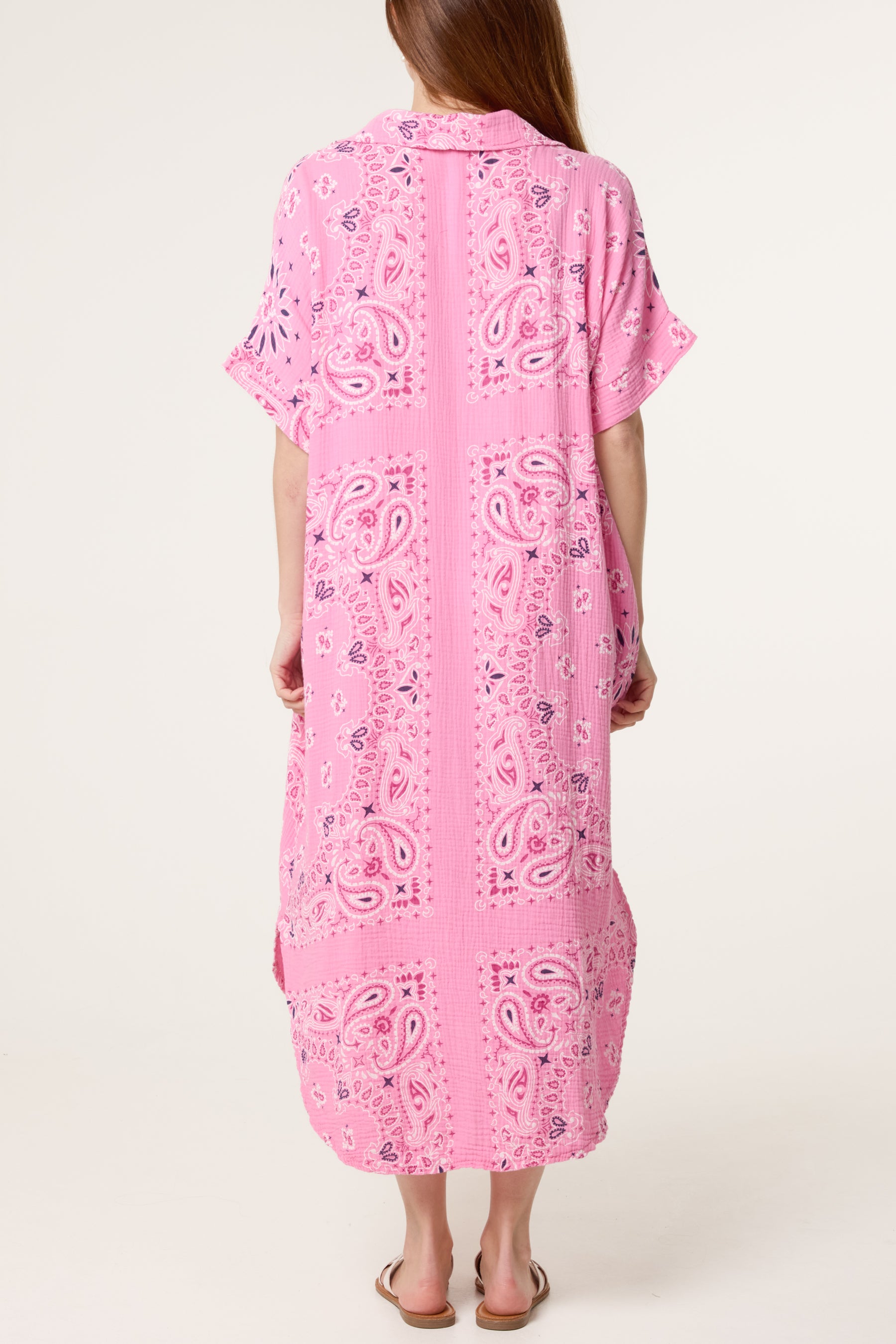 Bandana Print Collar Cotton Dress