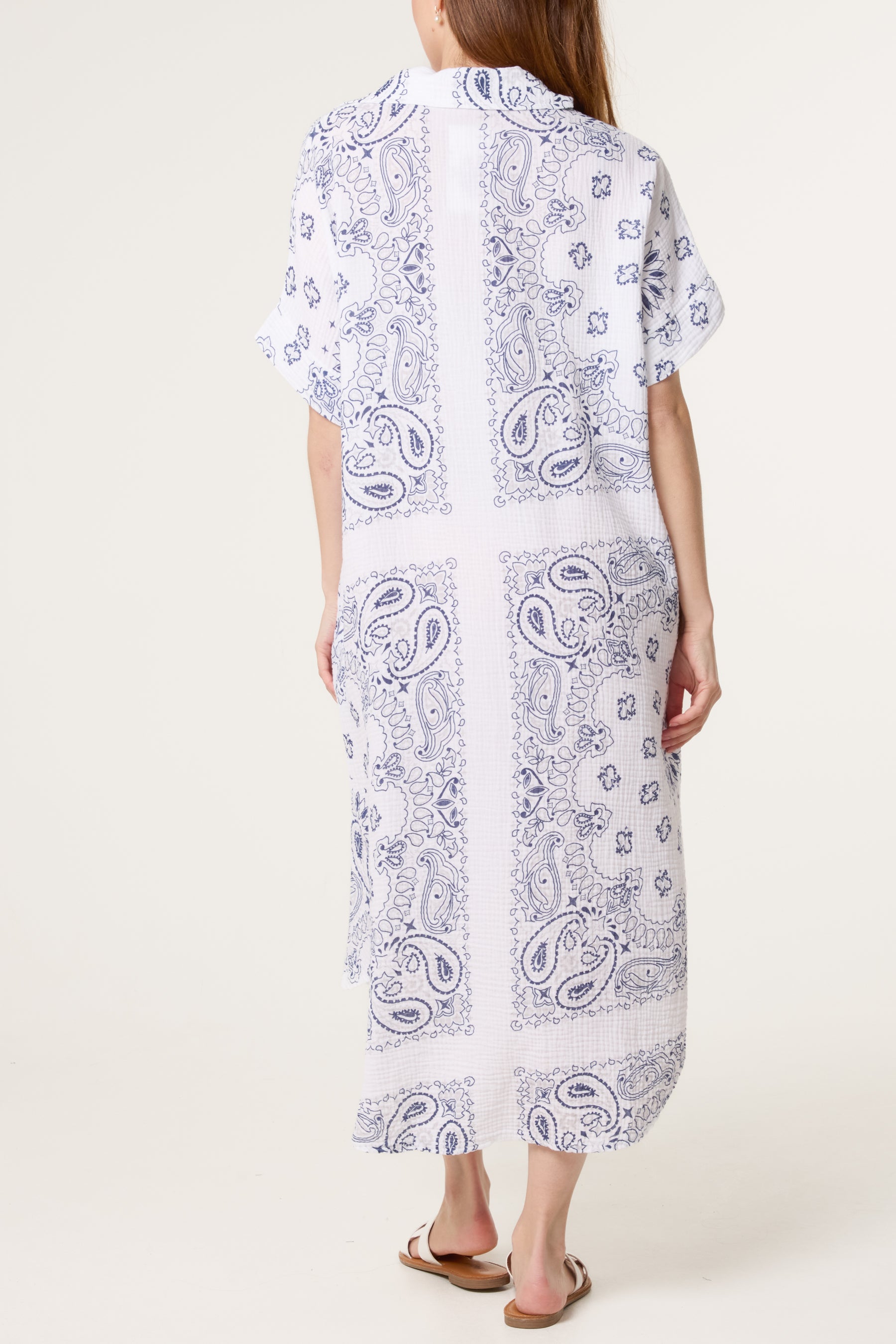 Bandana Print Collar Cotton Dress