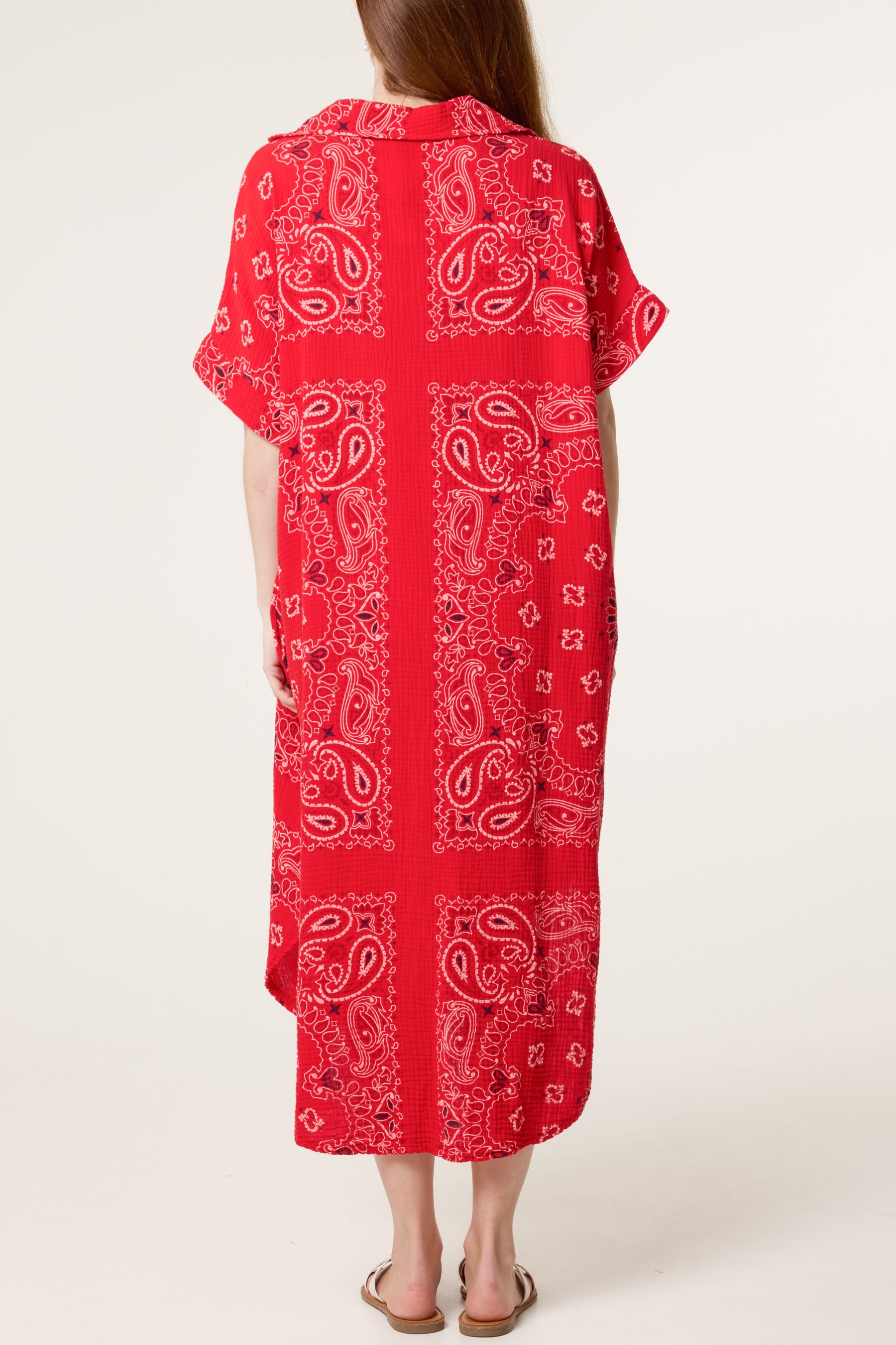 Bandana Print Collar Cotton Dress