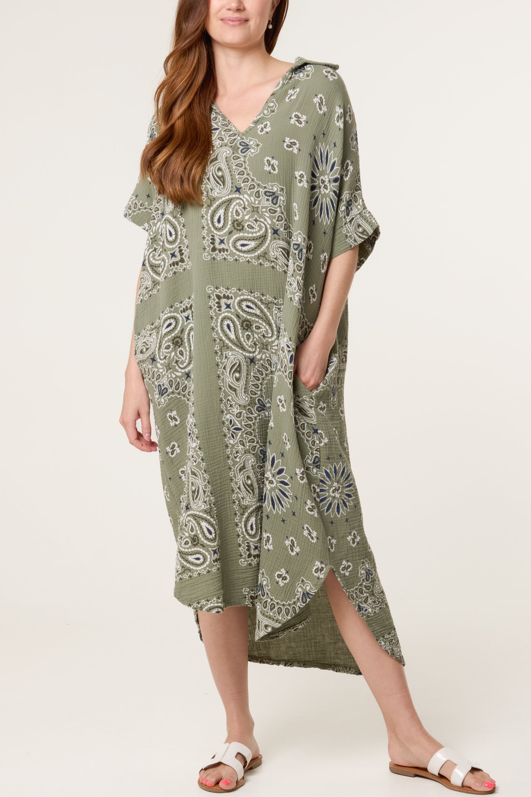 Bandana Print Collar Cotton Dress
