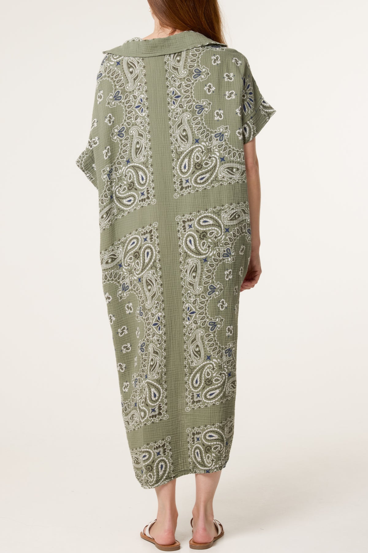 Bandana Print Collar Cotton Dress