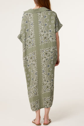 Bandana Print Collar Cotton Dress