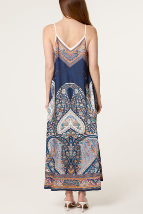 Paisley Satin Cami Maxi Dress