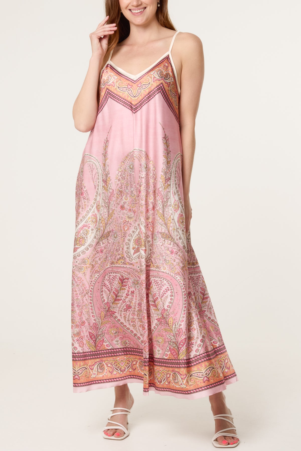 Paisley Satin Cami Maxi Dress