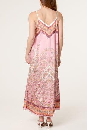Paisley Satin Cami Maxi Dress