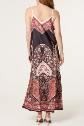 Paisley Satin Cami Maxi Dress
