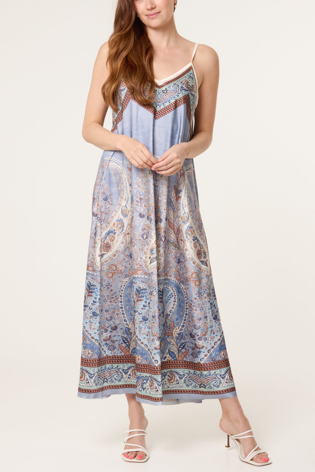 Paisley Satin Cami Maxi Dress