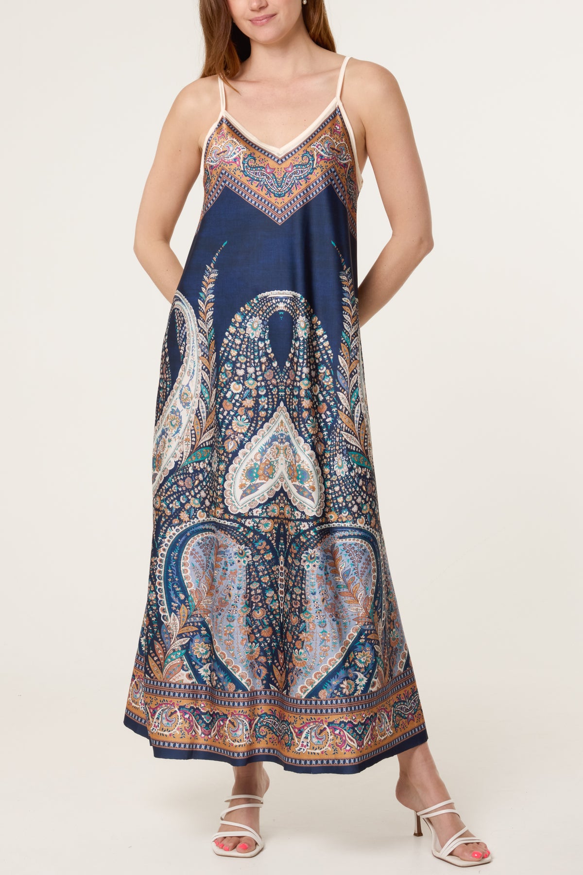 Paisley Satin Cami Maxi Dress