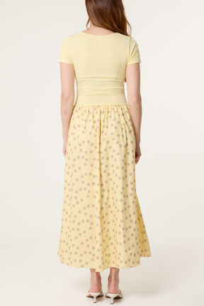 Ribbed Top Polka Dot Combined Dress