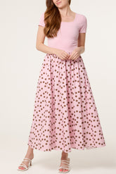 Ribbed Top Polka Dot Combined Dress
