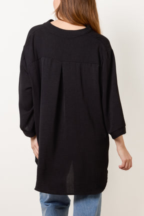 Grandad Collar 3/4 Sleeve Blouse
