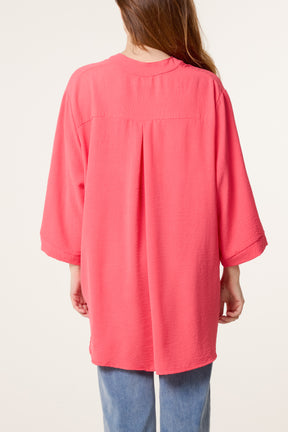 Grandad Collar 3/4 Sleeve Blouse