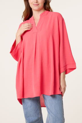 Grandad Collar 3/4 Sleeve Blouse