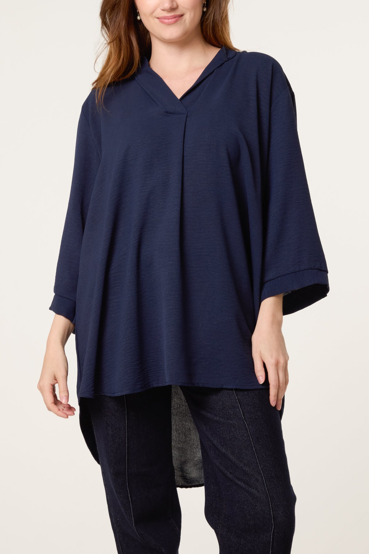 Grandad Collar 3/4 Sleeve Blouse