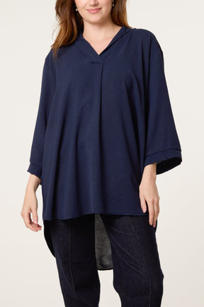 Grandad Collar 3/4 Sleeve Blouse