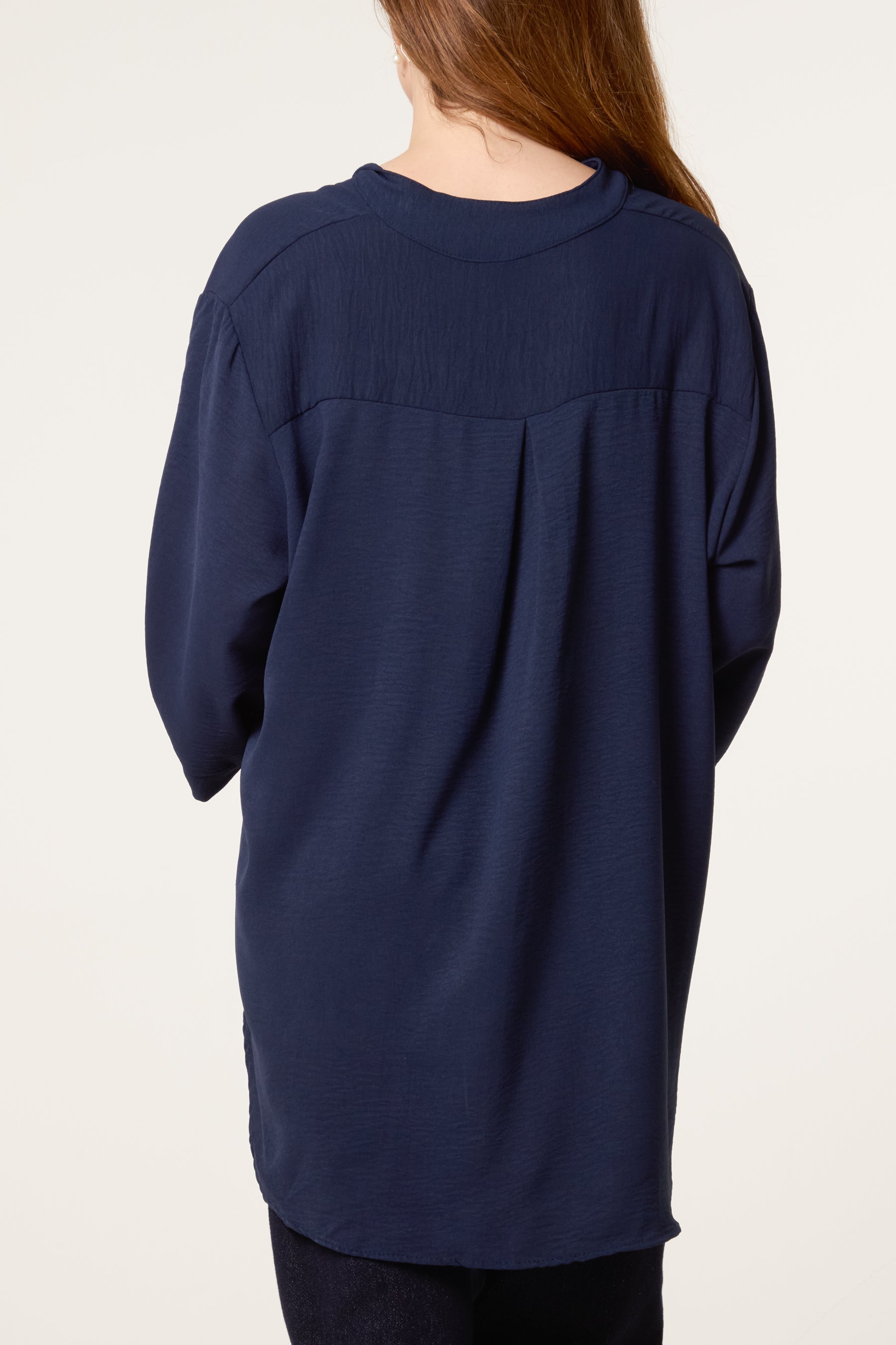 Grandad Collar 3/4 Sleeve Blouse