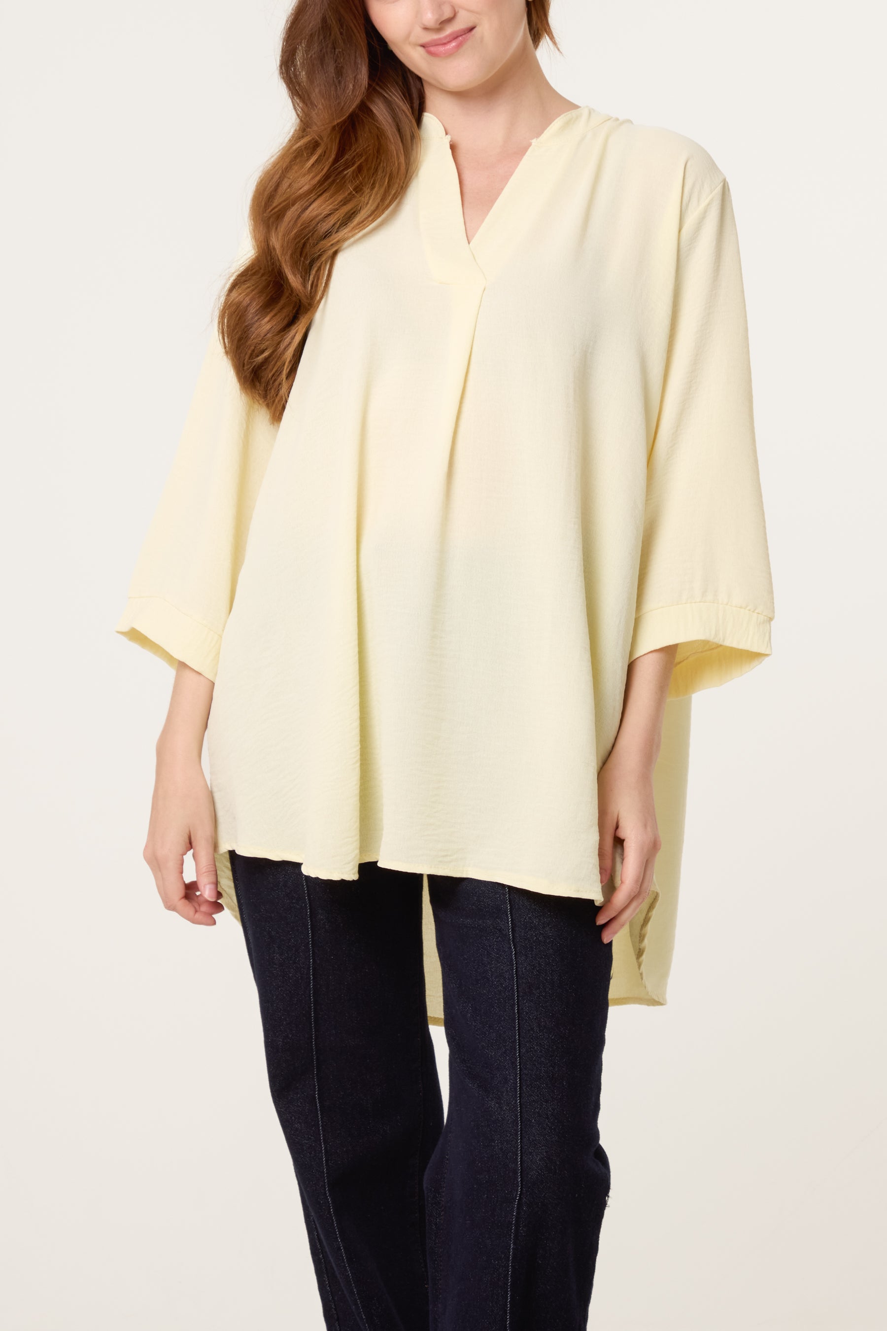Grandad Collar 3/4 Sleeve Blouse