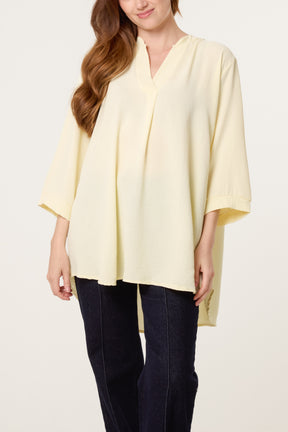 Grandad Collar 3/4 Sleeve Blouse