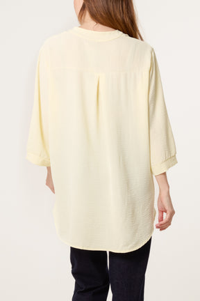 Grandad Collar 3/4 Sleeve Blouse