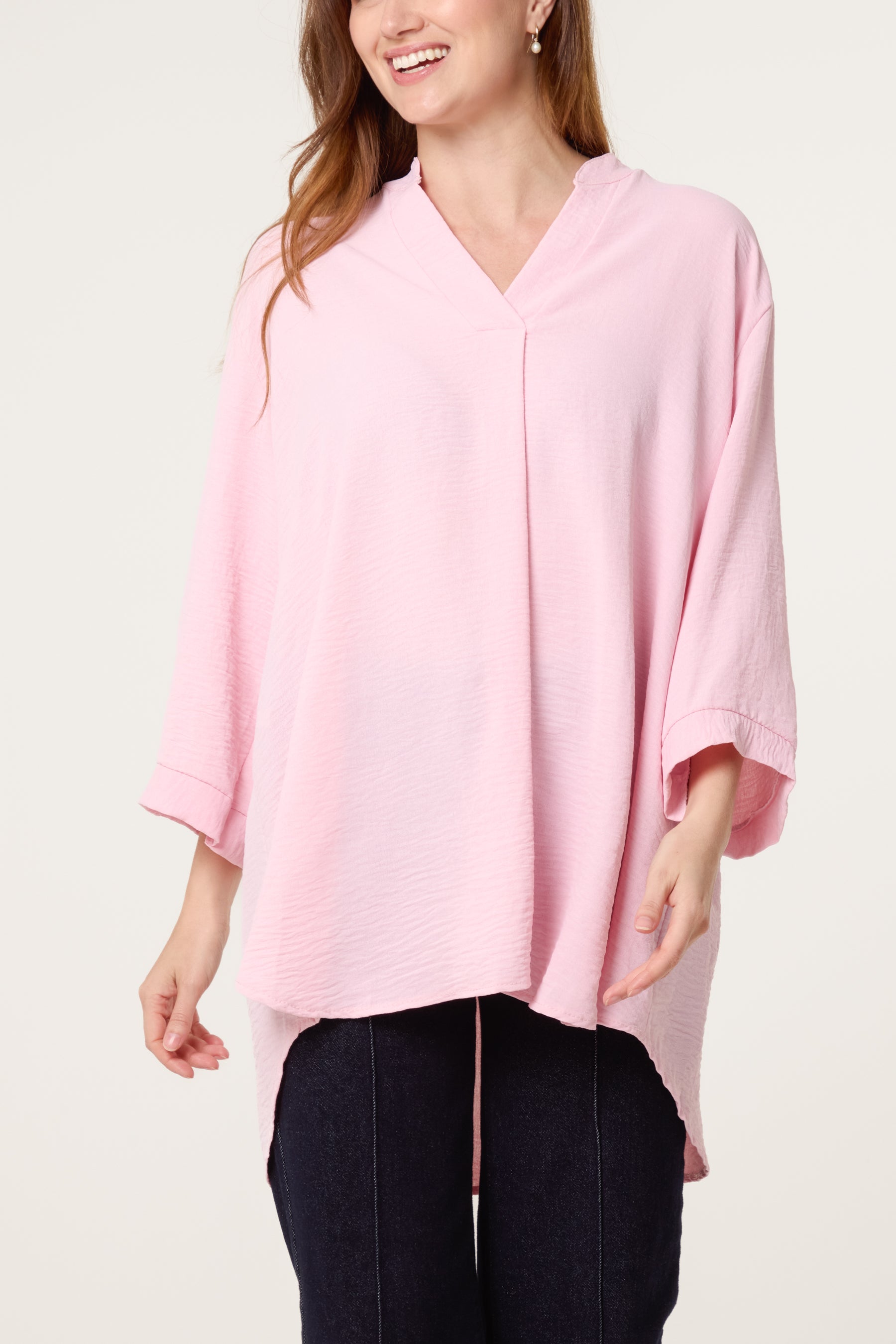 Grandad Collar 3/4 Sleeve Blouse