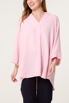 Grandad Collar 3/4 Sleeve Blouse