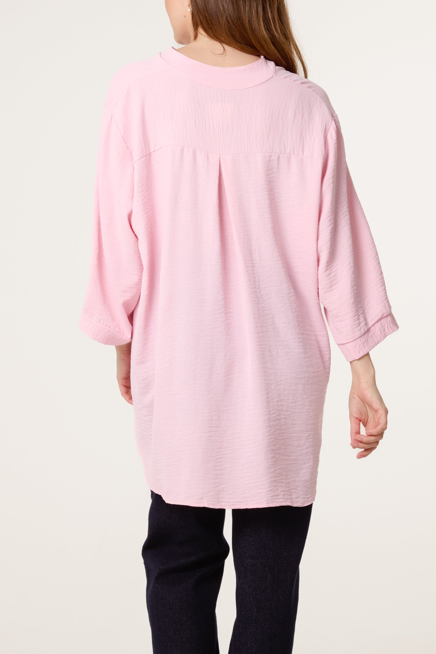 Grandad Collar 3/4 Sleeve Blouse