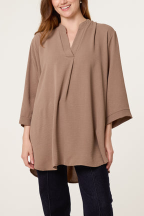 Grandad Collar 3/4 Sleeve Blouse
