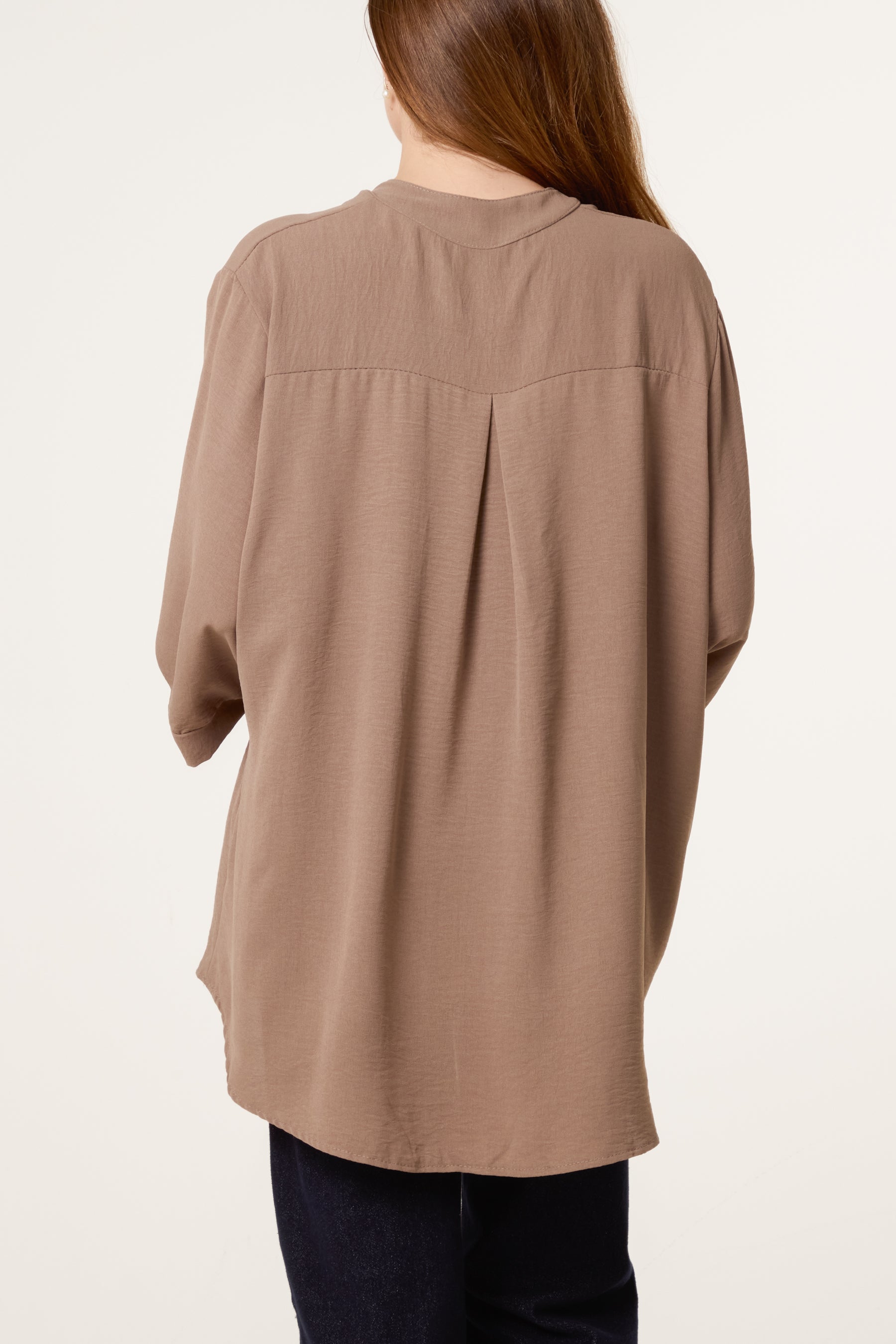 Grandad Collar 3/4 Sleeve Blouse