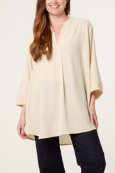 Grandad Collar 3/4 Sleeve Blouse