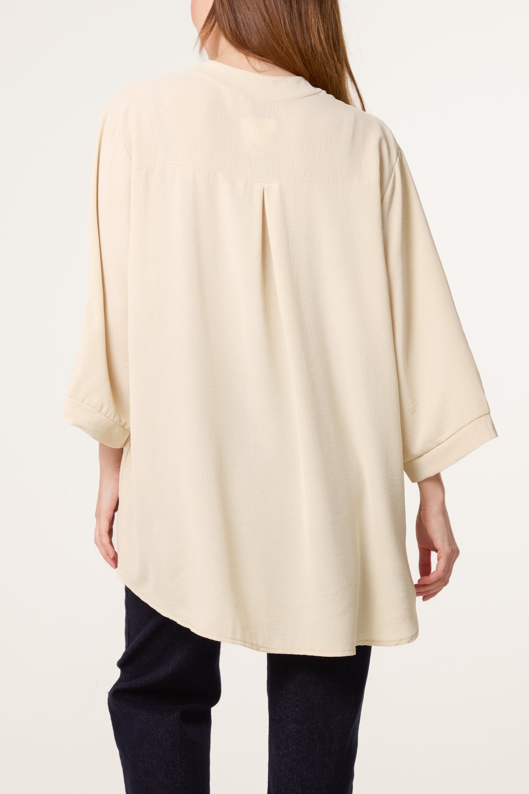 Grandad Collar 3/4 Sleeve Blouse