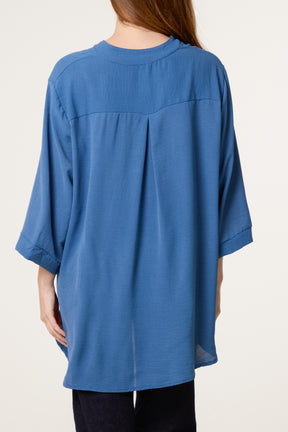Grandad Collar 3/4 Sleeve Blouse