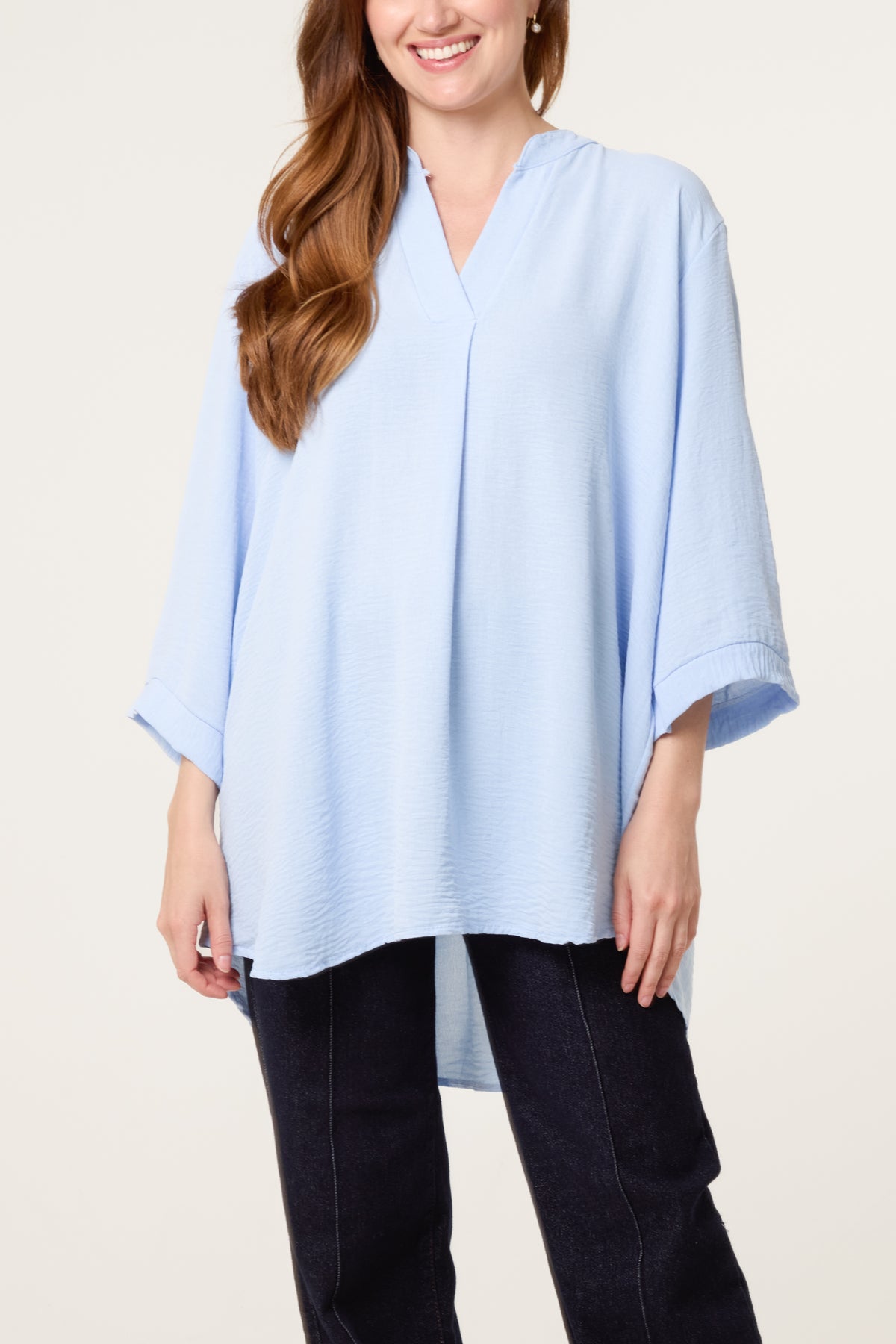 Grandad Collar 3/4 Sleeve Blouse