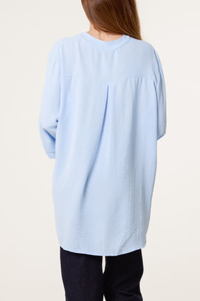 Grandad Collar 3/4 Sleeve Blouse