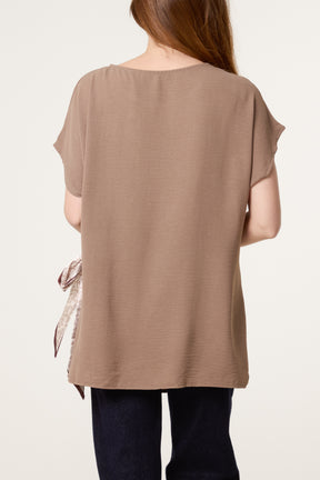 Scarf Side Detail Short Sleeve Top