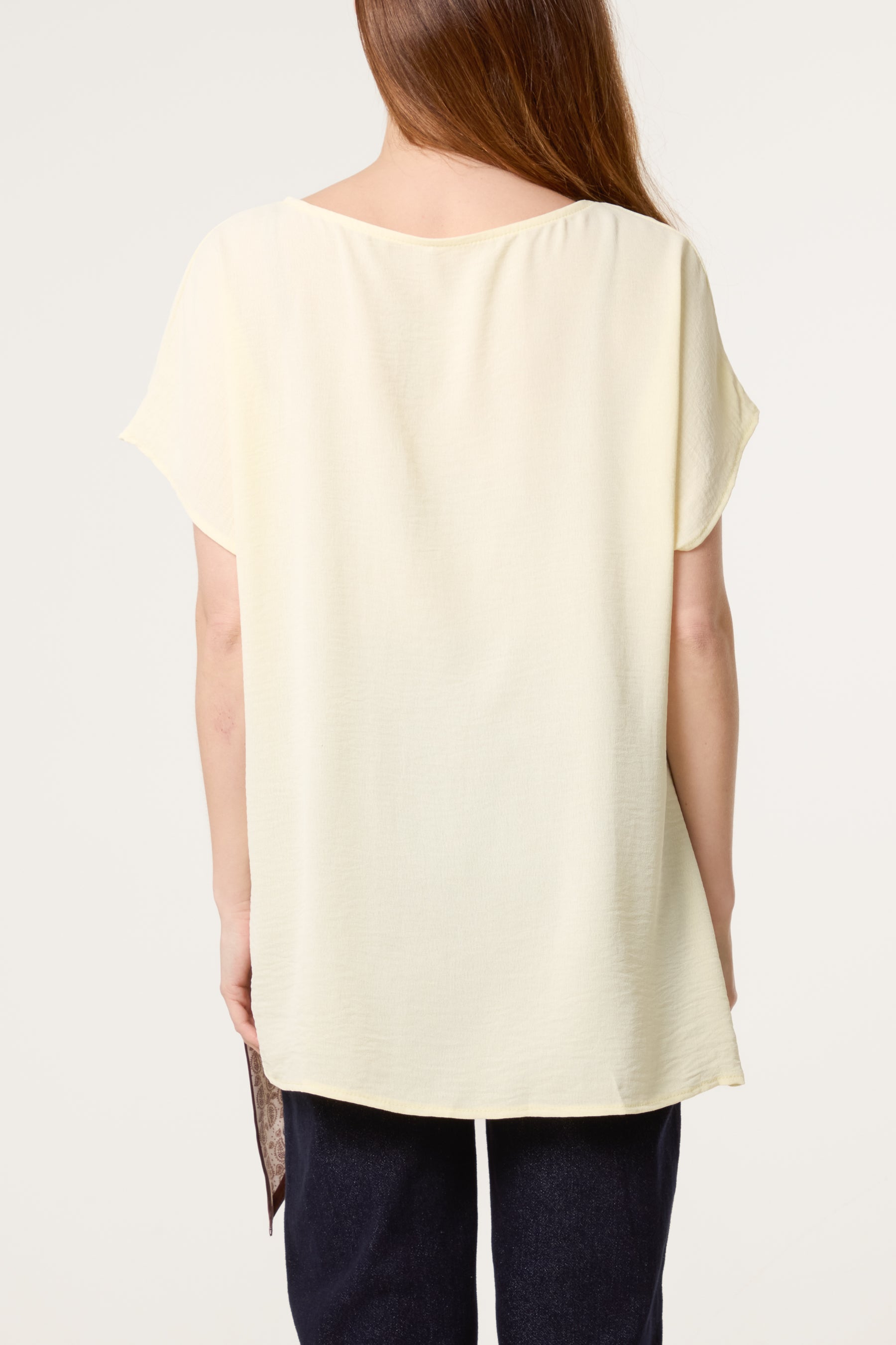 Scarf Side Detail Short Sleeve Top