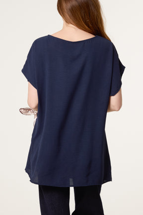 Scarf Side Detail Short Sleeve Top