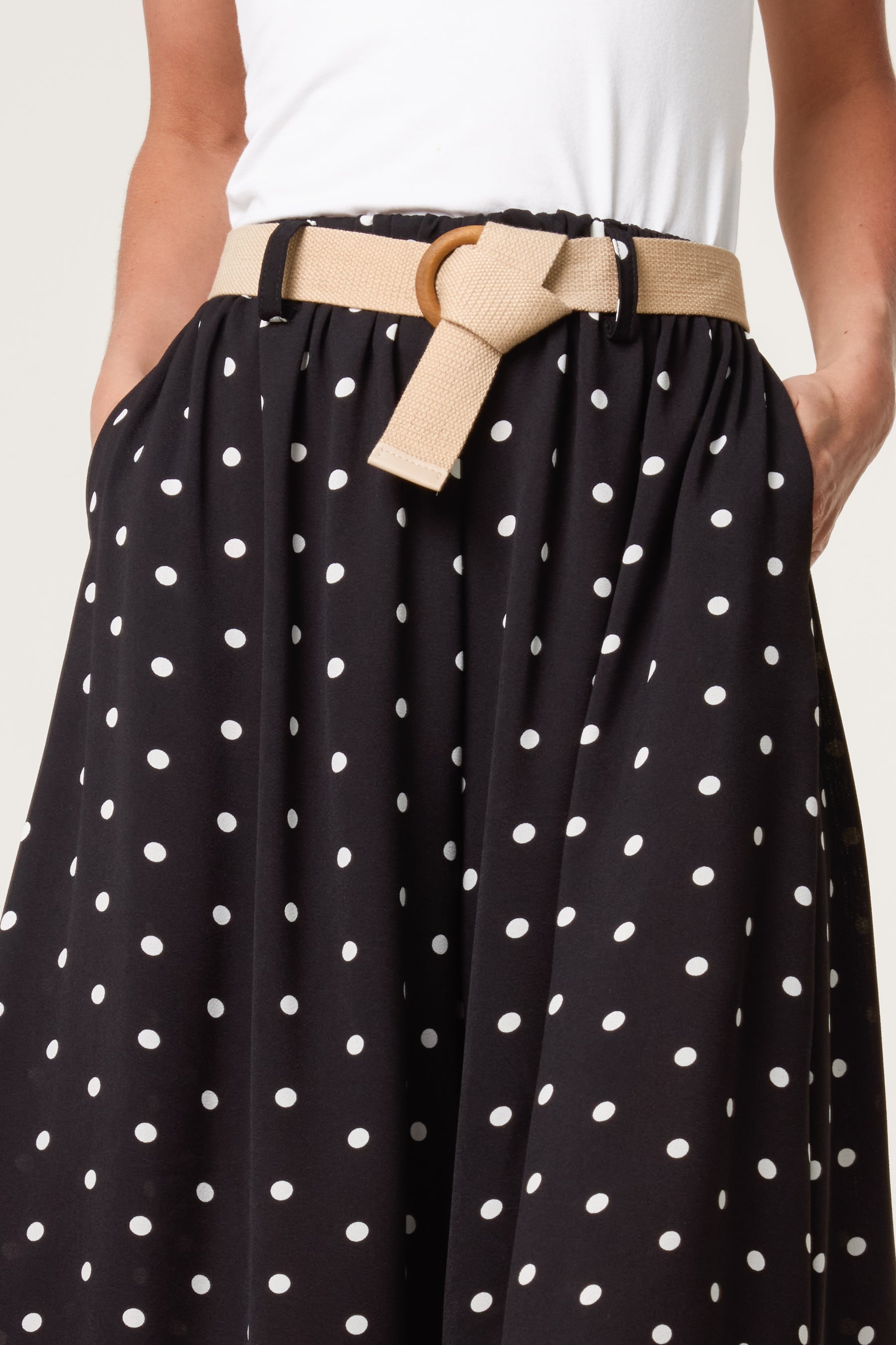 Belted Polka Dot Culotte Trousers