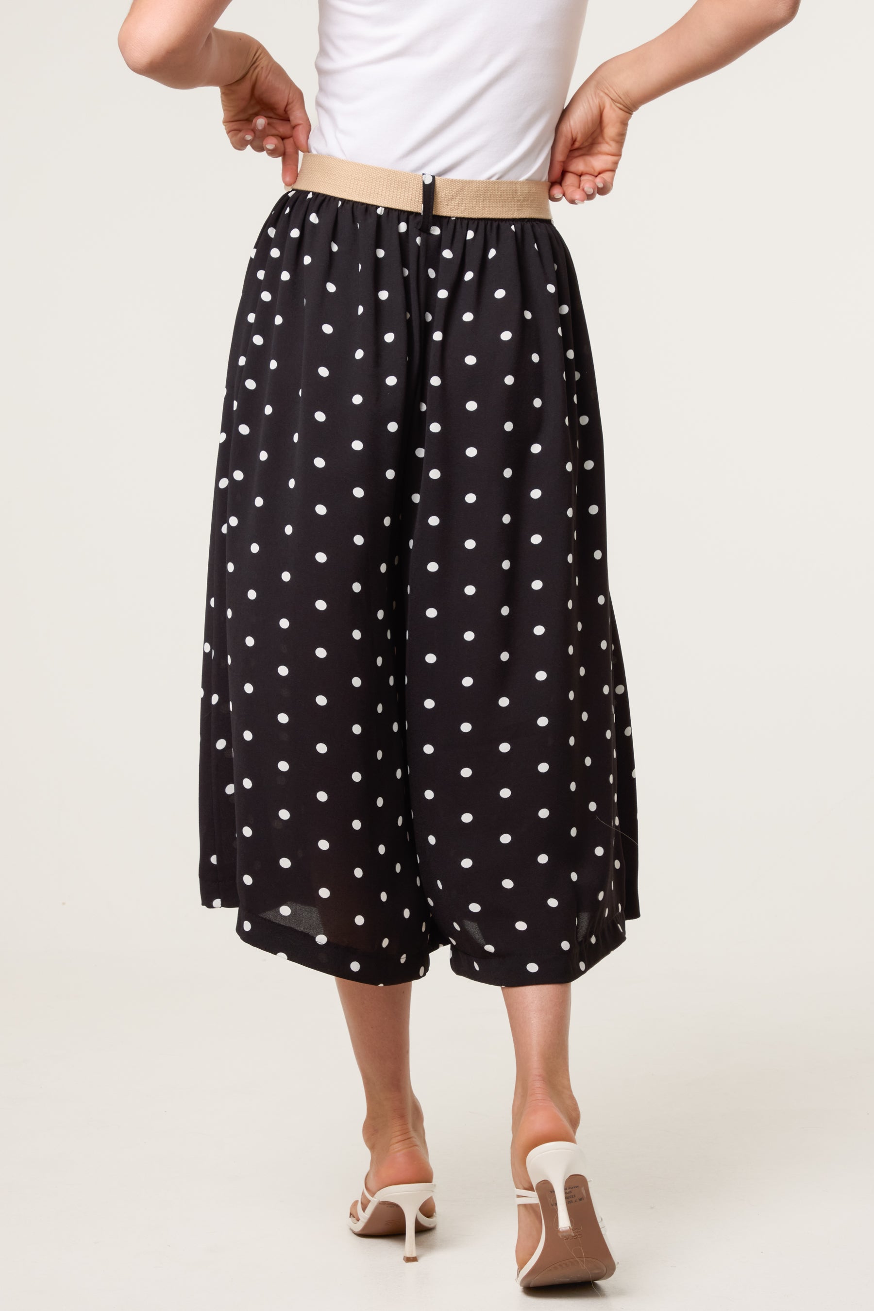 Belted Polka Dot Culotte Trousers